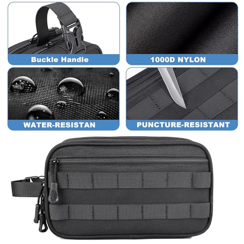 HILOMON Black Tactical Toiletry Bag for Men, Waterproof Shaving & Shower Kit