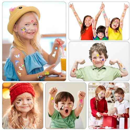 Luminous Tattoos for Kids, 200+ Mixed Styles Temporary Tattoos Stickers Set for Girls and Boys, Space Dinosaur Animals Butterfly Tattoos for Kids Birthday Party Supplies