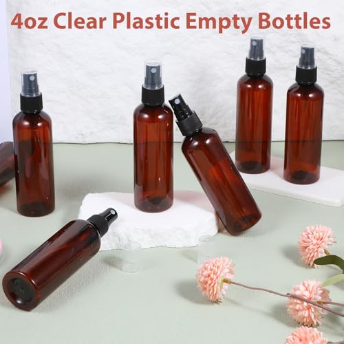 90 Pack 4 Oz Spray Bottle Mini Spray Bottles Plastic Amber Spray Bottles Portable Fine Mist Spray Bottle Refillable Perfume Bottle Empty for Plants, Cleaning, Misting and Skin Care