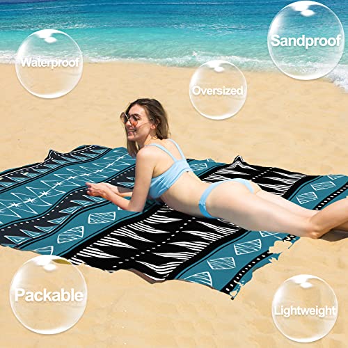 BYDOLL Beach Blanket 78''×81'' 1-5 Adults Oversized Lightweight Waterproof Sandproof Beach Blanket Large Picnic Mat Beach Blanket for Beach Travel Camping Hiking Picnic