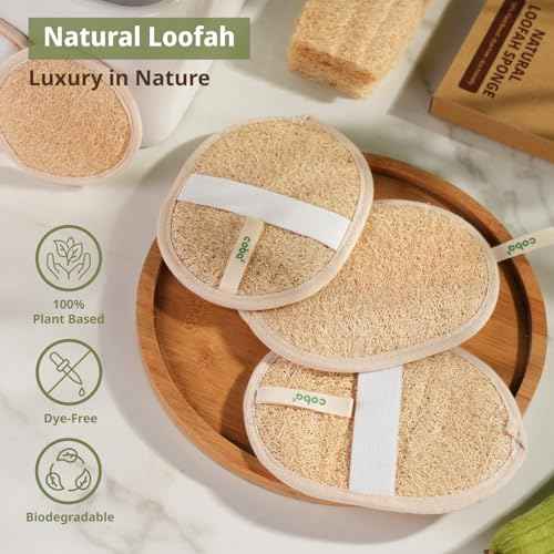 Natural Loofah Care Set ? Exfoliating Body Scrubber Pads & Exfoliating Facial Scrubber | 100% Plant-Based Shower Luffa Sponge | Bath Loofah for Women & Men