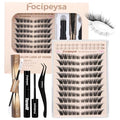 Focipeysa Fox Eye Lash Clusters Kit with Bond, Seal, Remover & Tweezers - C-Fox Version