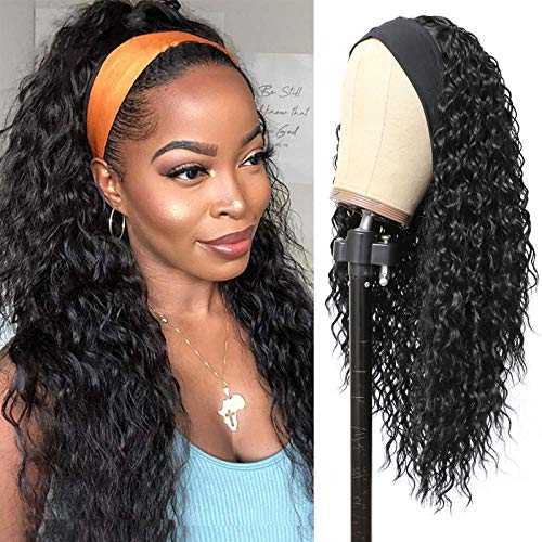 Curly Headband Wig 24" Glueless Heat Resistant Black Women
