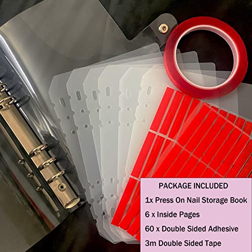 Press On Nail Organizer Storage Book with 6 Pages & Tape