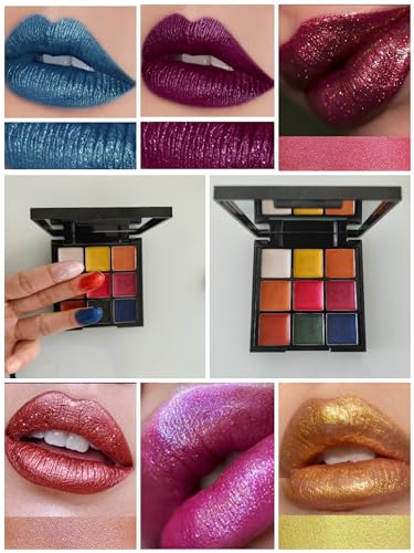 9 Color Glitter Lipstick Palette - Moisturizing Waterproof
