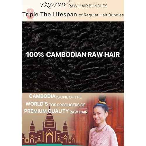 TRIIPPY Real Raw Burmese Curly Bundles Human Hair,100% Burmese Raw Hair Sew in Weave Single Bundle,Triple The Lifespan Over Regular Virgin Hair Bundle,No.1 Raw Hair Brand On Amazon(22 Inch)