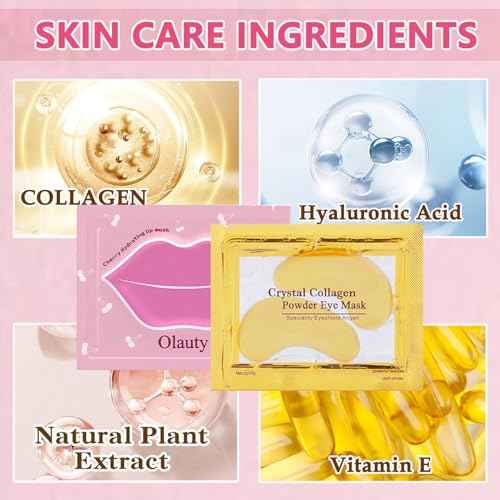 30 Pairs Lip Mask & Eye Mask,24K Gold Gel Under Eye Patches for Puffy Eyes & Dark Circles,Nourishes Lip Eye Skin,Reduce Fine Lines,Bachelorette Party Favors,Skincare,Christmas Stocking Stuffers