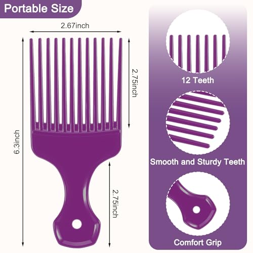 SIMPOR Wide Tooth Hair Pick Comb Set - Afro & Curly Hair (2 Pack)