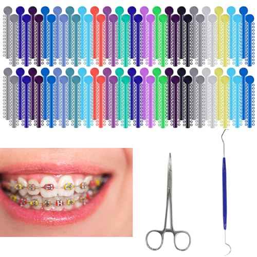 TTKBHHQ-Multi-Color Orthodontic Ligatures 2080 Pieces and DIY Tools, Braces Rubber Band Tool Set