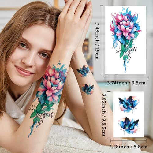 77 PCS Temporary Tattoos for Adults & Kids - Realistic Animal & Flower Designs