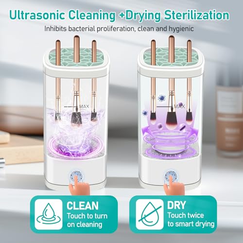 Electric Makeup Brush Cleaner Machine with Dual Modes & Air Dry Holder