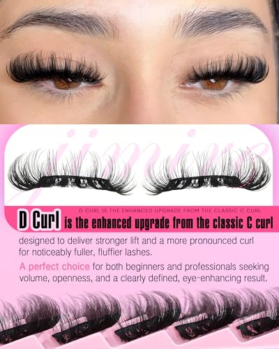 JIMIRE Mink Lashes 16MM Cat Eye D-Curly 7 Pairs Pack