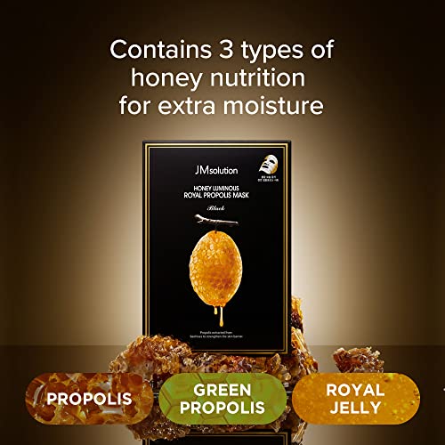 JMsolution Honey Royal Propolis Ampoule Korean Skincare Face Mask -Rich Moisturizing boositng Nutrition -10sheets per box For All Skin Type (Honey Royal)