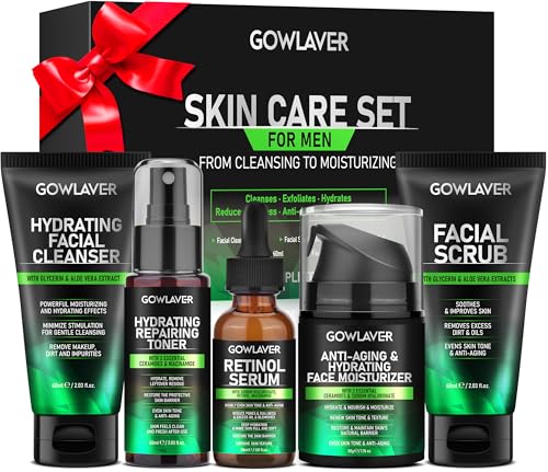 Men's 5-Piece Skin Care Set with Cleanser, Toner & Retinol Serum