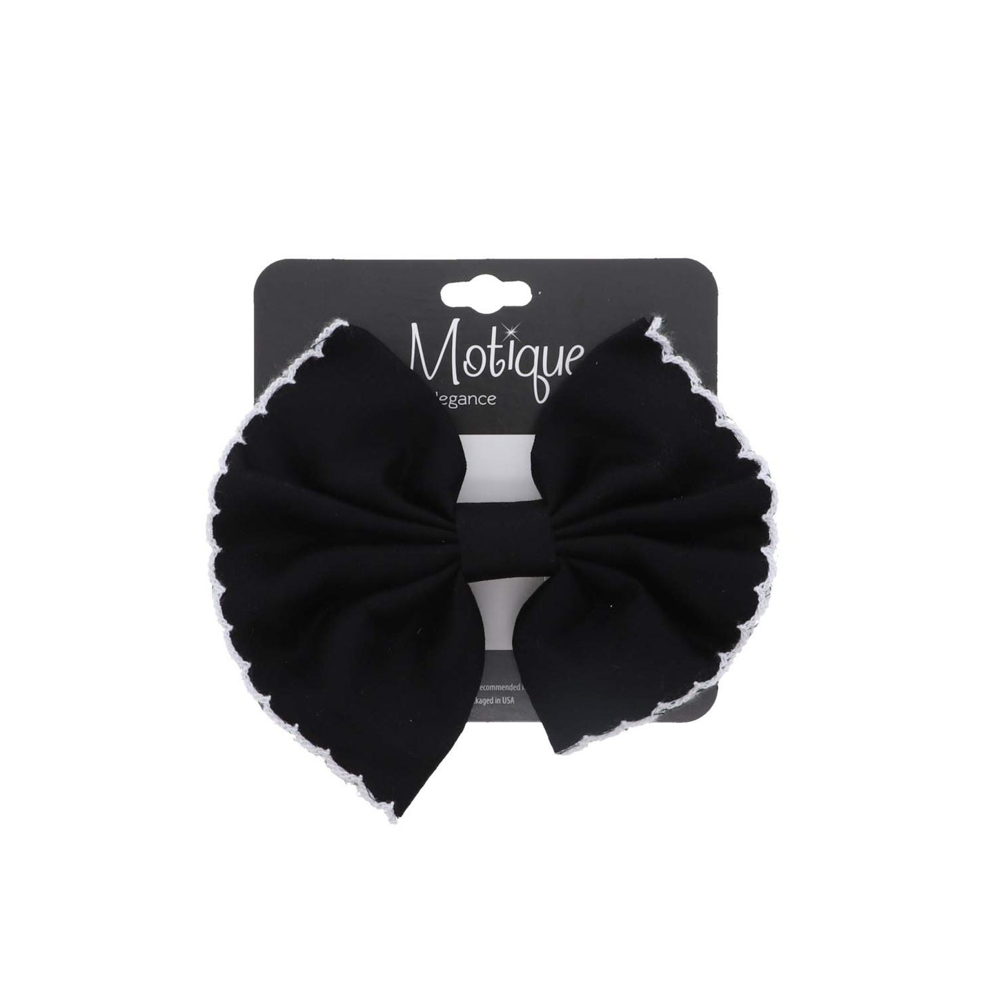 Scalloped Edge Bow Hair Clip Small Black