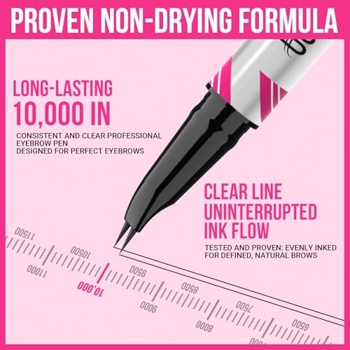 iMethod Curved Eyebrow Pen - Eyebrow Pencil, Brow Pencil 2-in-1 Dual-Ended Microblading Eyebrow Pen with Curved Tip and Precise Brush-Tip for Natural Hair-Like Brows, Last All-Day, Dark Brown