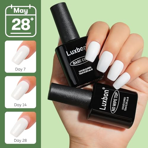Luxbon No Wipe Gel Base Top Coat Set 2×15ml BT15ML for UV Nail Manicure