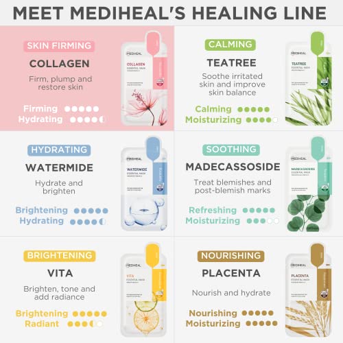 Mediheal Official Best Korean Sheet Mask - Collagen Essential Face Mask 4 Sheets Lifting and Firming For All Skin Types