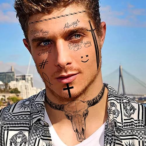 12 Sheets Halloween Temporary Tattoo Set - Waterproof Face Stickers