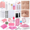 Pretty memory Eyelash Extension Kit for Beginners, 343 Pcs Lash Extension Kit with Everything Includes 2 Mannequin Heads Facial Mister Tweezers Glue USB Fan for Practice Training