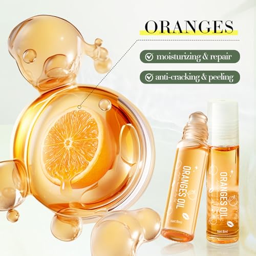 Bekoeen Fruit Flavored Lip Gloss Set - 4 Hydrating Roll On Lip Oils