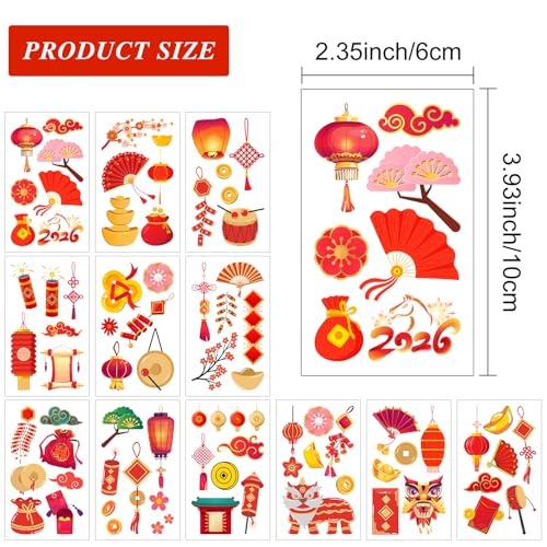 Chinese New Year Temporary Tattoos - Red & Gold Festival Designs