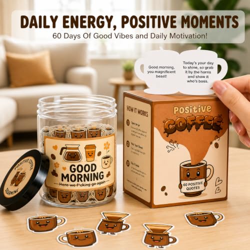 Positive Coffee Jar with 60 Affirmation Cards