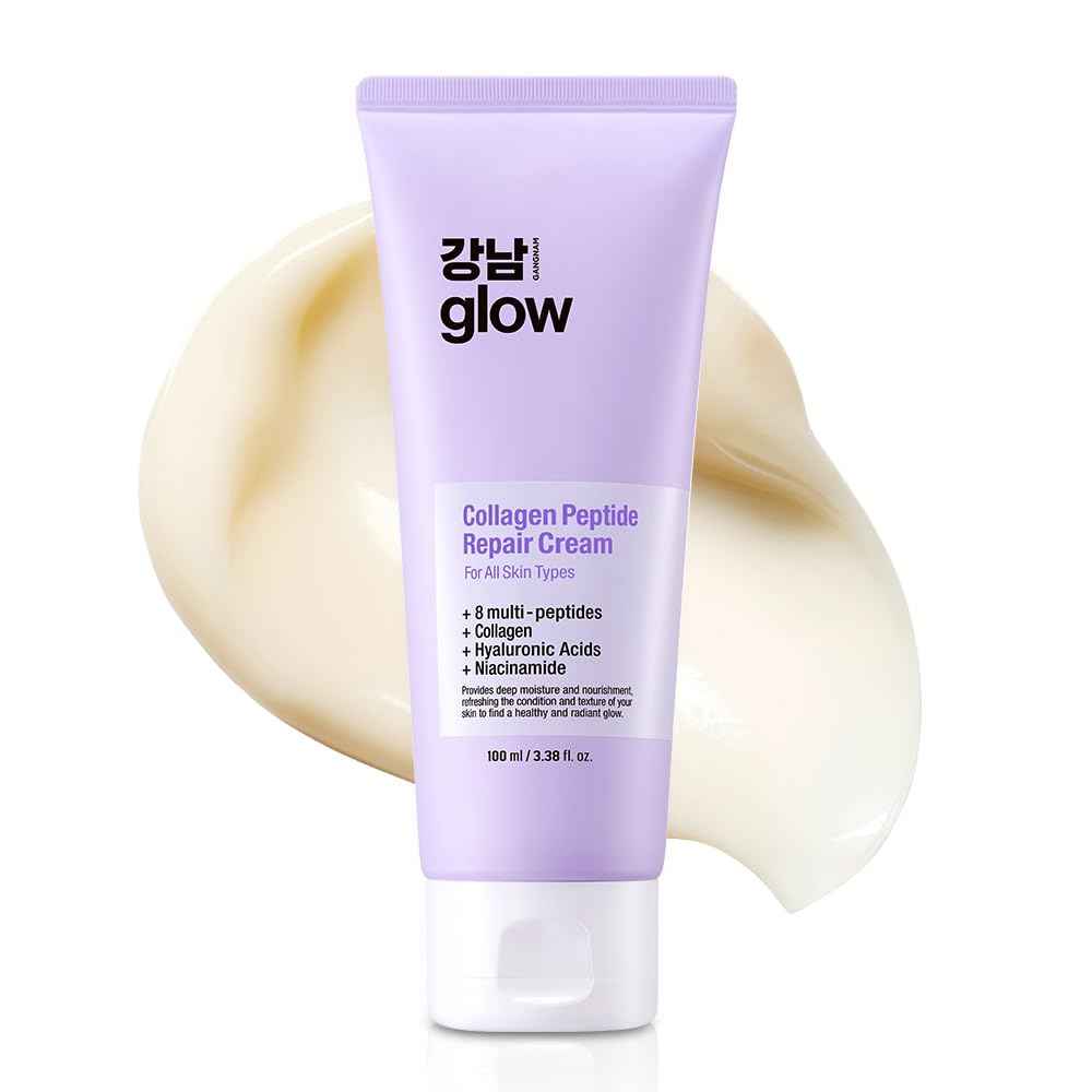 GANGNAM GLOW Collagen Peptide Repair Cream - Face Moisturizer with Collagen Peptides and Niacinamide, Day and Night Cream with Retinol, Korean Skin Care (3.38 fl.oz / 100ml)