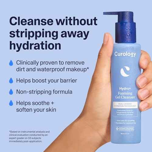 Curology Hydro+ Foaming Gel Facial Cleanser, Gentle Face Wash, Hydrating, Non-Stripping, Sensitive Skin Care, Fragrance Free, 5 fl oz