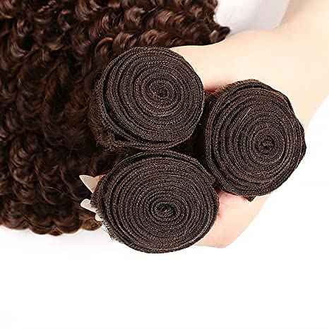 Color #4 Bundle Dark Brown Kinky Curly Human Hair Bundles Peruvian Chocolate Brown Bundle Color #4 Curly Bundles Human Hair 14 16 18 Inch