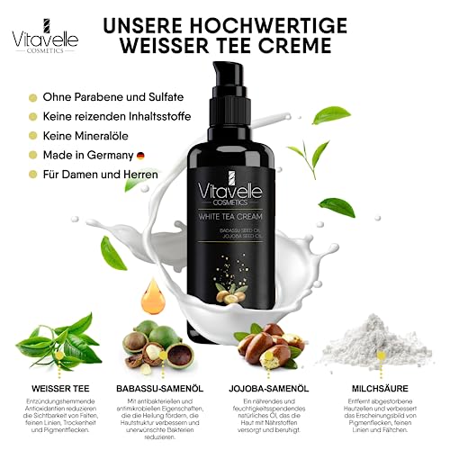 VITAVELLE White Tea Face Cream ? Lightweight Antioxidant Moisturizer for Sensitive & Delicate Skin (1.69 Fl Oz)