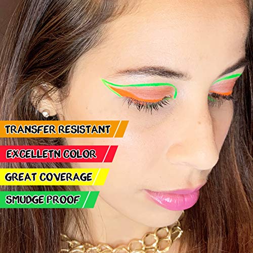 Bowitzki Water Activated Eyeliner Glow In The Dark, 9 Colors UV Set,Face Body Paint Neon Eyeliner, Halloween, Christmas, Hydra Liner Makeup (25 UV Color)