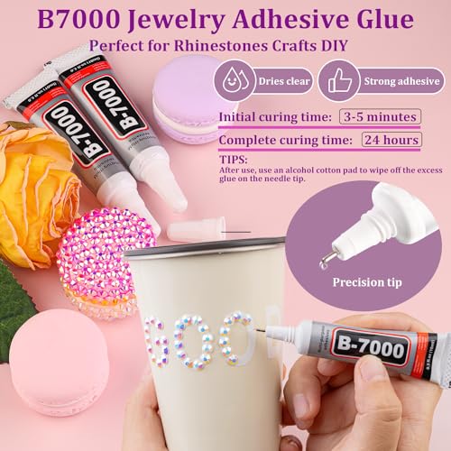 White AB 30000 Pcs Resin Rhinestones with Tweezers & 3x B7000 Glue for DIY Crafts Shoes Nails