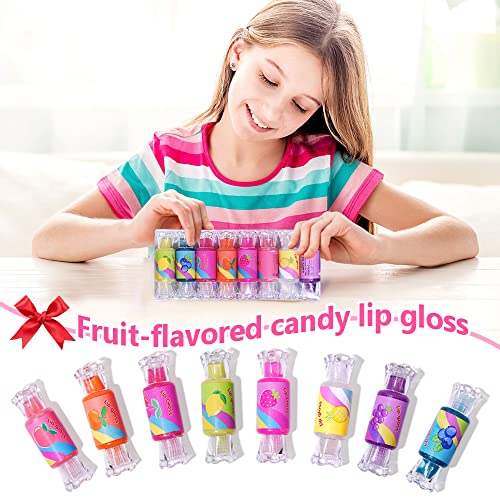 Mebtmel Glitter Lip Gloss Set for Kids, 6-Pack Candy Shapes