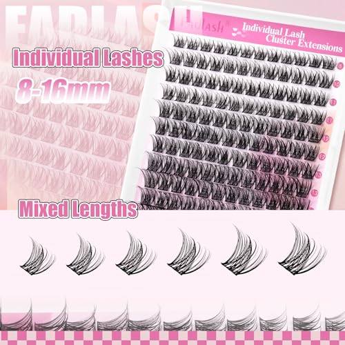 FADLASH Wispy Lash Clusters D Curl 8-16mm - 168Pcs Reusable