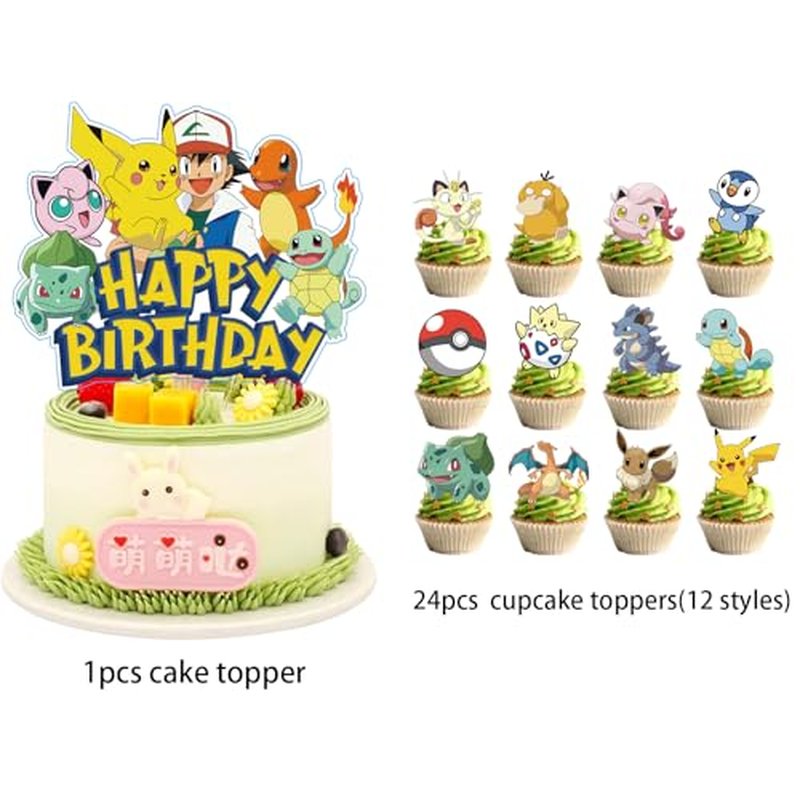 Anime Cake Decoration Set - 25Pcs with Cupcake Toppers