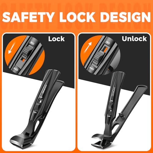 Ergonomic Toenail Clippers for Seniors with Angled Head - Black