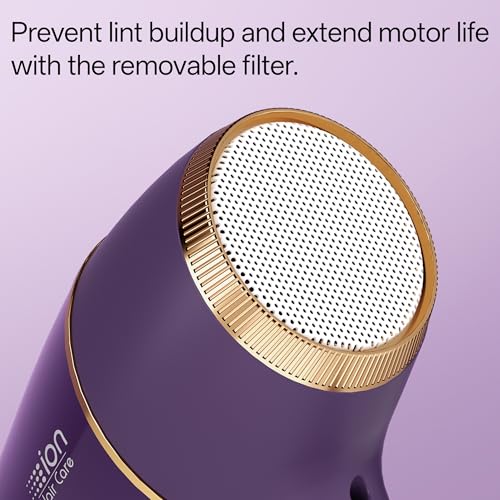 VAGARY Purple 2200W Hair Dryer with Diffuser & Concentrator, 2 Speeds 3 Heat, Cool Shot