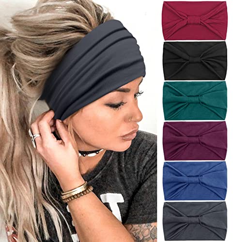 Tobeffect Headbands for Women African Boho Wide Hairband Headband Knotted Head Wraps Turbans Hair Accessories