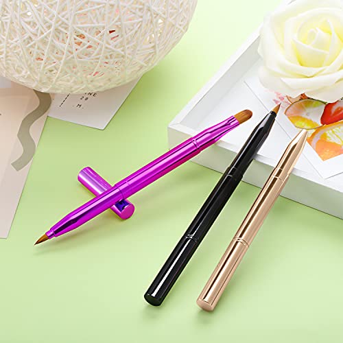 TOODOO 3 Pack Retractable Lip Brush Dual-Ended Makeup Applicator