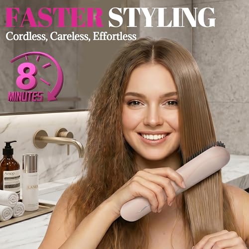 GEVOODIX Cordless Hair Straightening Comb - Mini Travel Brush