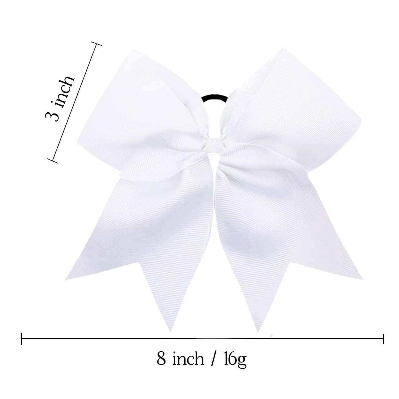 6 Packs Cheer Bows 8 Inch Jumbo Cheerleading Hair Bow Large Cheer Hair Bows with Ponytail Holder for Teen Girls Softball Cheerleader Hair Bows (White)