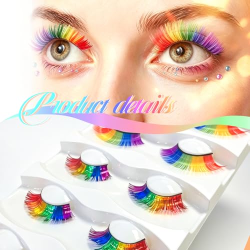 5 Pairs 3D Mink Rainbow Lashes & Face Gems Set