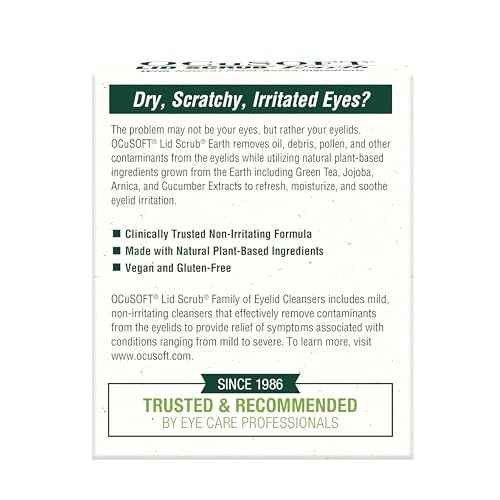 OCuSOFT Lid Scrub Earth Eyelid Cleanser, Pre-Moistened Eyelid Wipes for Mild to Moderate Conditions, Eyelid Cleanser with Natural Plant-Based Ingredients, 30 Count