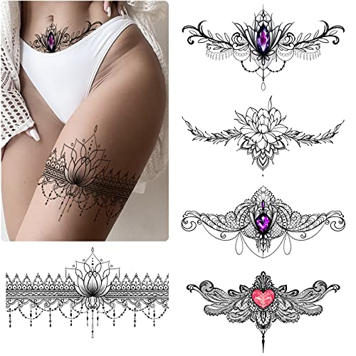 Lace Temporary Tattoos for Women - Set of 5