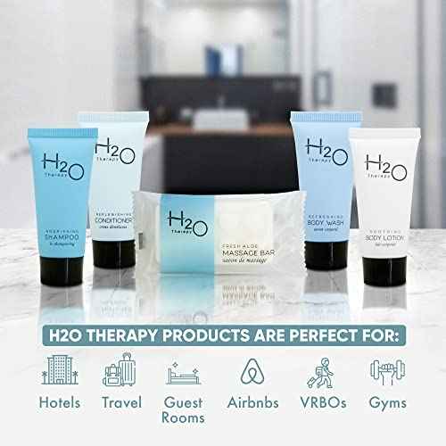 H2O Therapy Hotel Soaps & Toiletries Bulk Set | 1-Shoppe Amenities Kit | 0.85oz Shampoo & Conditioner, Body Wash, Lotion, 1oz Bar Soap | Travel Size | 150 Pieces