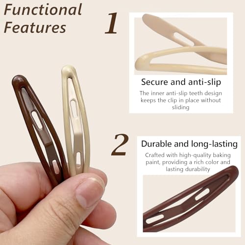 Metal Snap Hair Clips Set of 16 - Non-Slip Barrettes