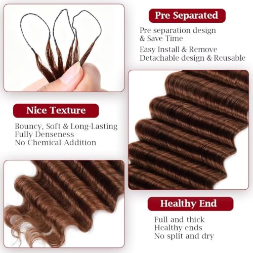 LOLLY HAIR 30# 18 Inch Pre-Looped Feather Human Crochet Hair 110g Deep Wave Black Women