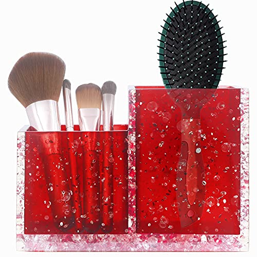 LUANT Vanity Countertop Accessory Oranizer, Holder for Makeup Brush and Teethbrush, Cotton Swabs Balls and Cosmetic Pads Storage, Gift for Mom, Teach, Wife and Girl Friend