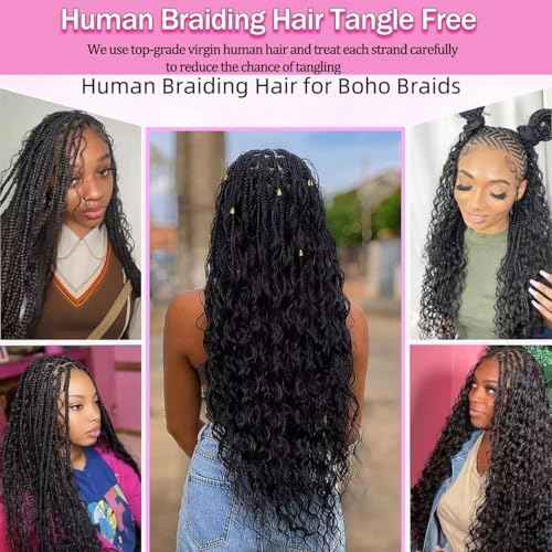 WENYU Human Braiding Hair 100g Deep Wave Bulk Human Hair for Braiding No Weft Bundle Brazilian Virgin Curly Human Hair Extensions for Boho Braids Curly Human Hair Braiding Hair (Deep Wave, 24 Inch)